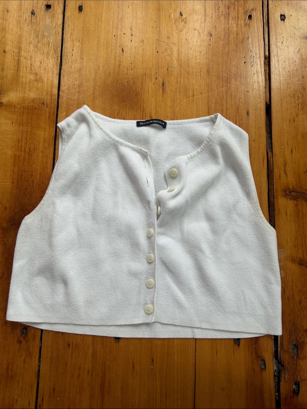 Brandy Melville Ivory Button-Front Cropped Tank Top | New without tag
